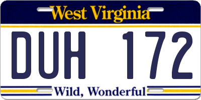 WV license plate DUH172
