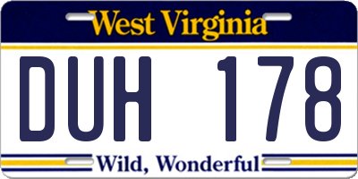 WV license plate DUH178