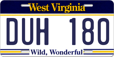 WV license plate DUH180