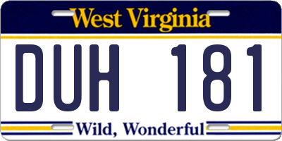 WV license plate DUH181
