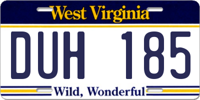 WV license plate DUH185