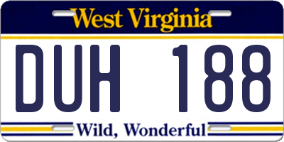 WV license plate DUH188
