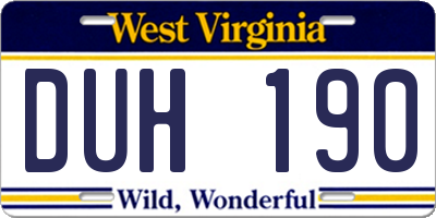 WV license plate DUH190