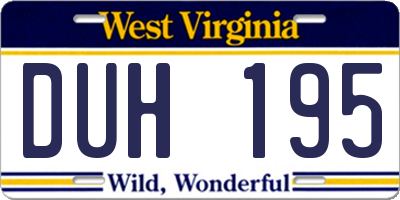 WV license plate DUH195