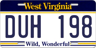 WV license plate DUH198