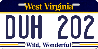 WV license plate DUH202