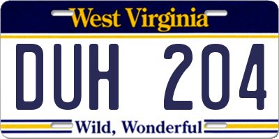 WV license plate DUH204