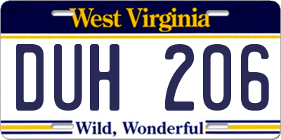 WV license plate DUH206