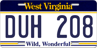 WV license plate DUH208