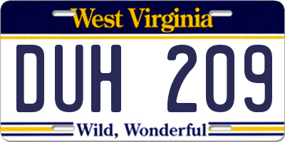 WV license plate DUH209