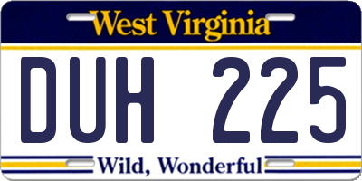 WV license plate DUH225