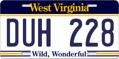 WV license plate DUH228