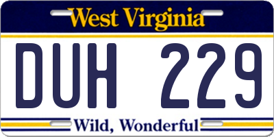 WV license plate DUH229