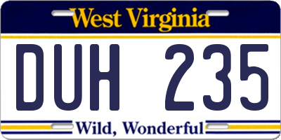 WV license plate DUH235