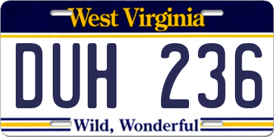 WV license plate DUH236