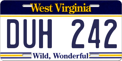 WV license plate DUH242