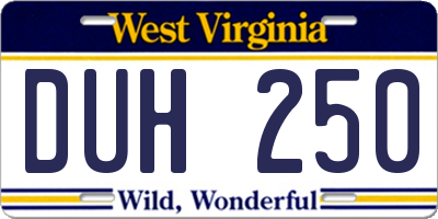 WV license plate DUH250