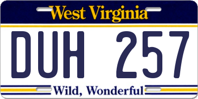 WV license plate DUH257