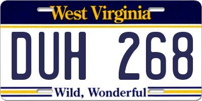 WV license plate DUH268