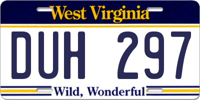 WV license plate DUH297