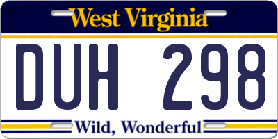 WV license plate DUH298