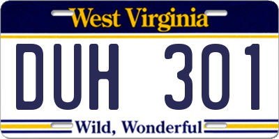WV license plate DUH301
