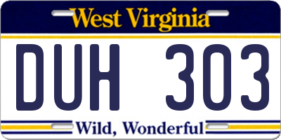 WV license plate DUH303