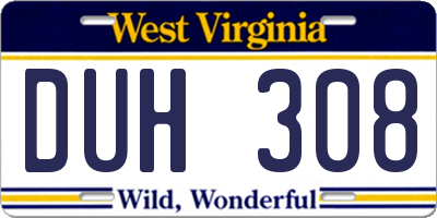 WV license plate DUH308