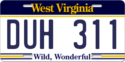WV license plate DUH311