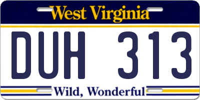WV license plate DUH313