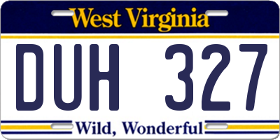 WV license plate DUH327
