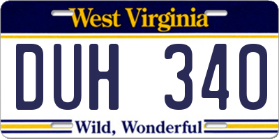 WV license plate DUH340