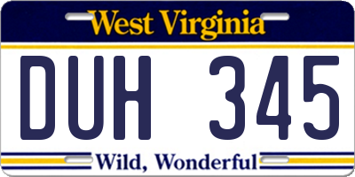 WV license plate DUH345