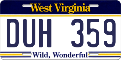 WV license plate DUH359
