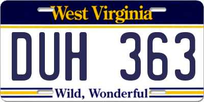 WV license plate DUH363