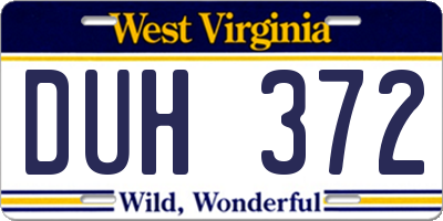 WV license plate DUH372