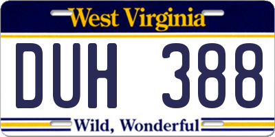 WV license plate DUH388