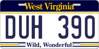 WV license plate DUH390