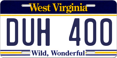 WV license plate DUH400