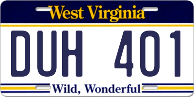 WV license plate DUH401