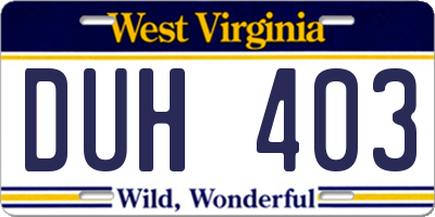 WV license plate DUH403