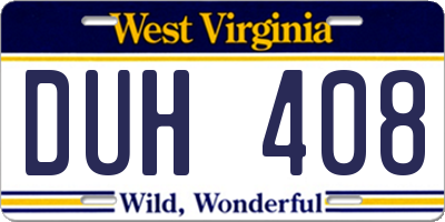 WV license plate DUH408