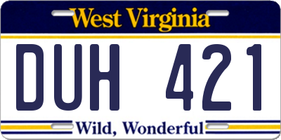 WV license plate DUH421