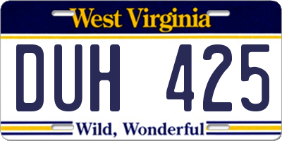 WV license plate DUH425