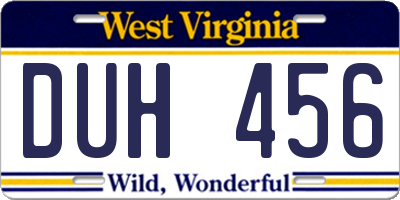 WV license plate DUH456