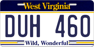 WV license plate DUH460