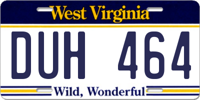 WV license plate DUH464