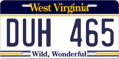WV license plate DUH465