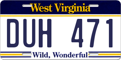WV license plate DUH471