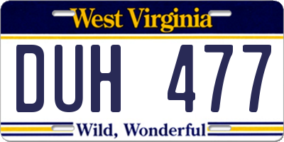 WV license plate DUH477